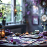 Décorer un cabinet de voyance : créer une atmosphère apaisante une-image-dun-bureau-de-medium-decore-delements-mystiques-comme-des-boules-de-cristal-et-des-cartes-de-tarot-creant-une-atmosphere-apaisante-et-spirituelle